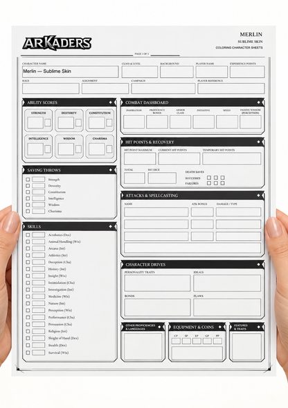 Merlin Sublime Skin fillable sheet shown in hands