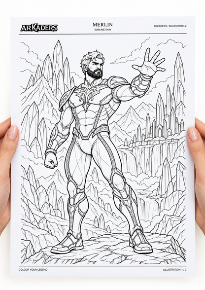 Merlin Sublime Skin colouring illustration shown in hands