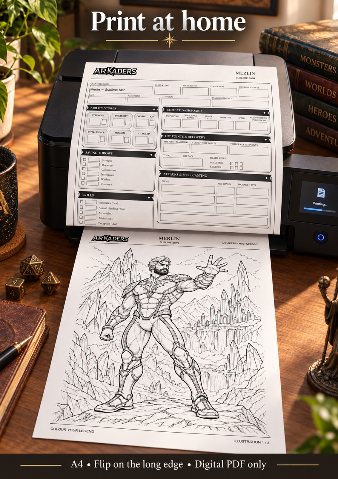 Merlin Sublime Skin character sheet printing at home