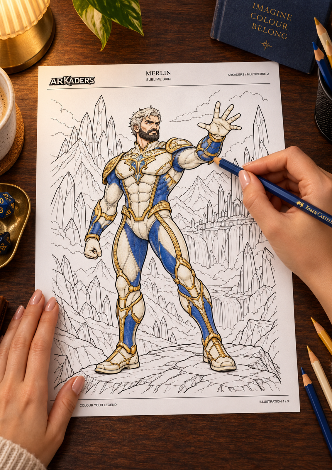 Merlin Sublime Skin colouring page being coloured