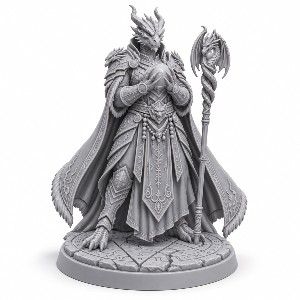 Mirexa Sol Spirit Seer — grey resin miniature