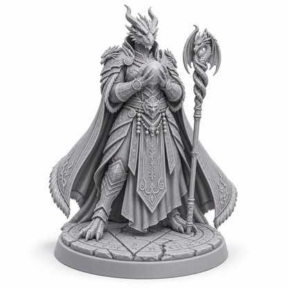 Mirexa Sol Spirit Seer — grey resin miniature