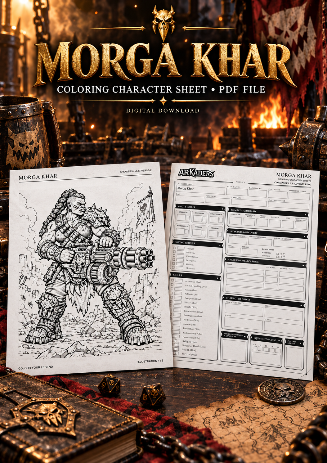 Morga Khar Coloring Character Sheet — cover