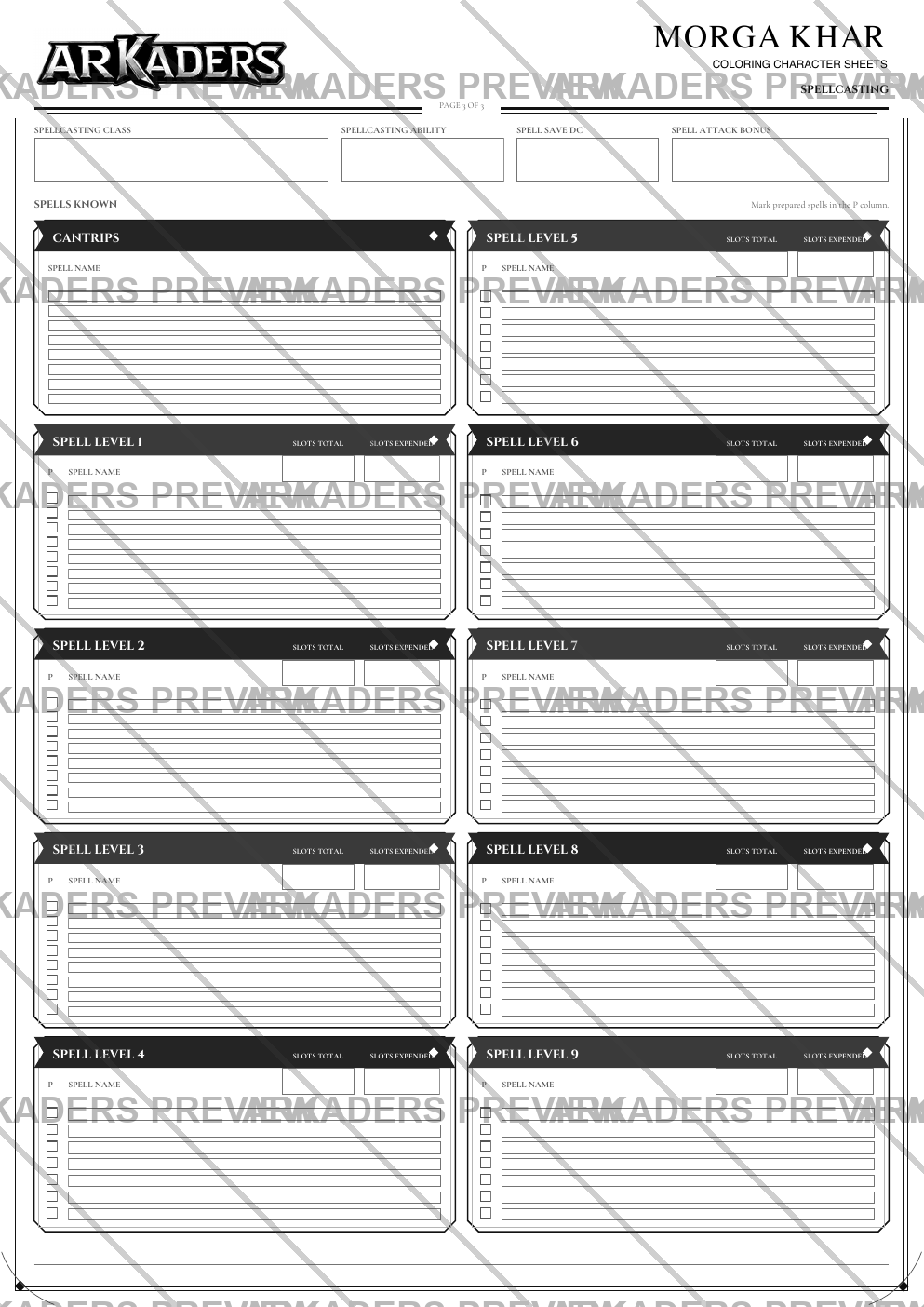 Morga Khar Coloring Character Sheet — protected preview page 5