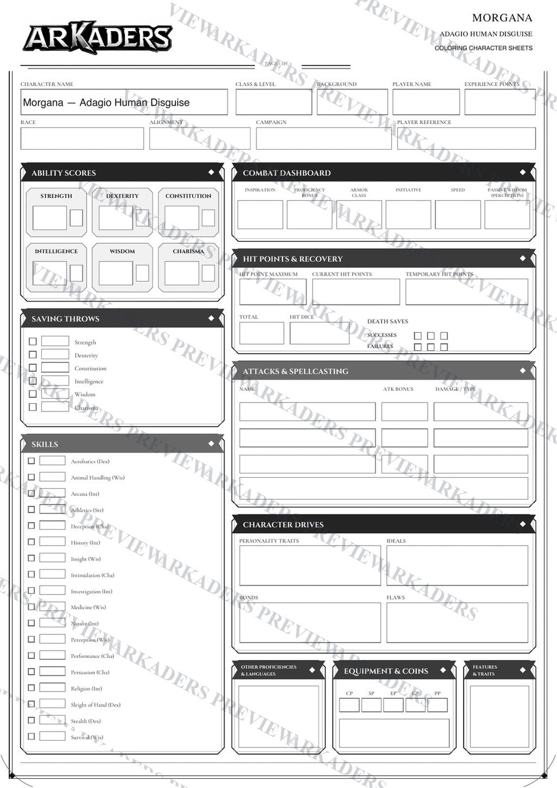 Morgana Adagio Human Disguise Coloring Character Sheet — image 7 of 12