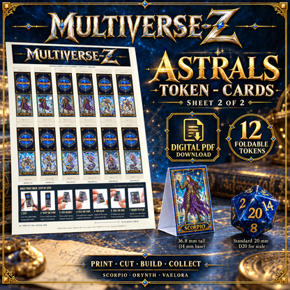 Astrals Token - Cards Sheet 2 — cover — Scorpio, Orynth and Vaelora