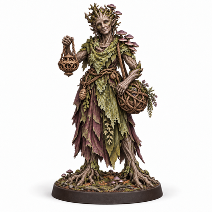 myrra Treebas druid miniature concept — painted front view