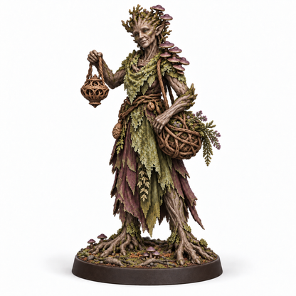 myrra Treebas druid — painted colour reference, three-quarter
