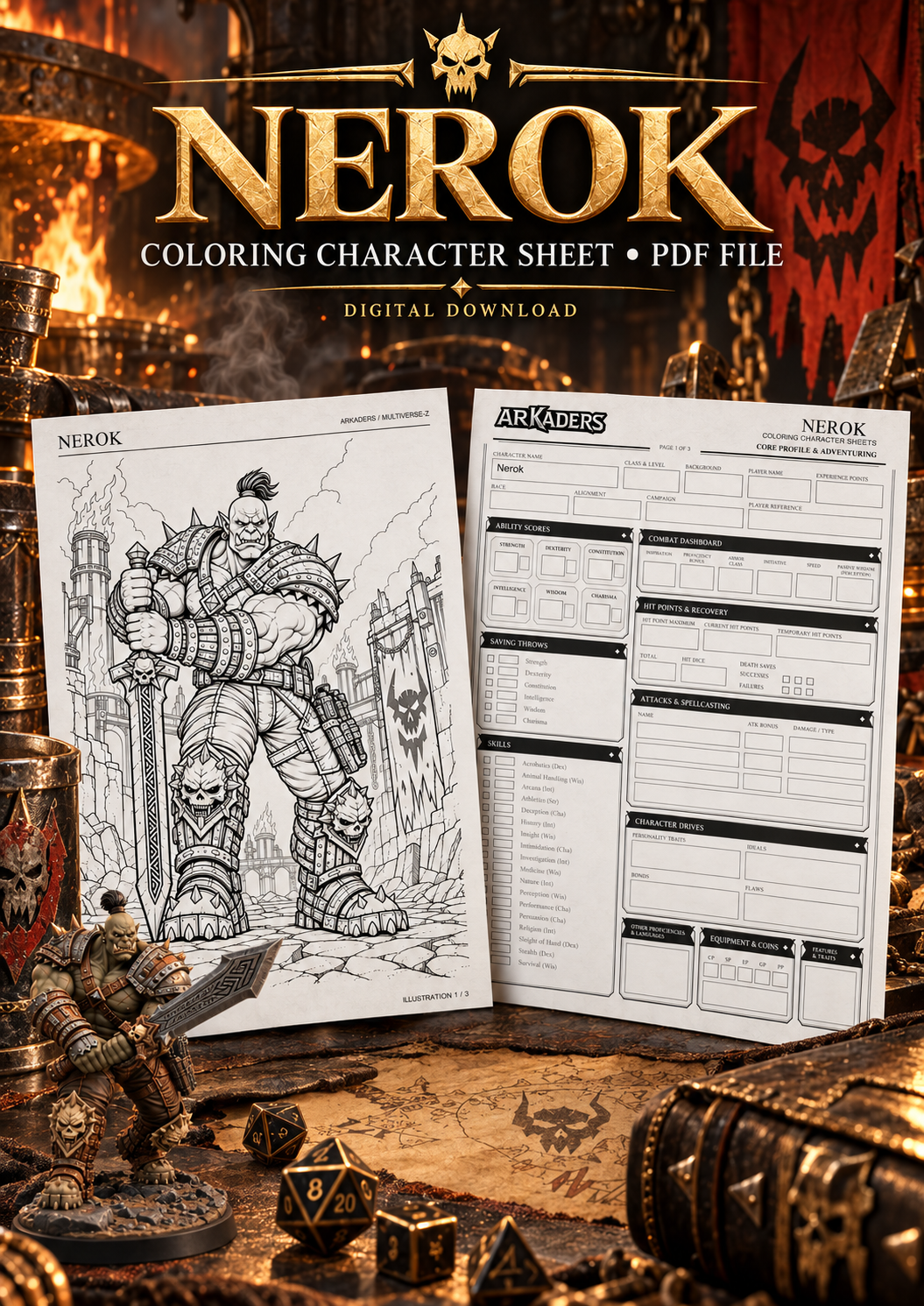 Nerok Coloring Character Sheet — cover