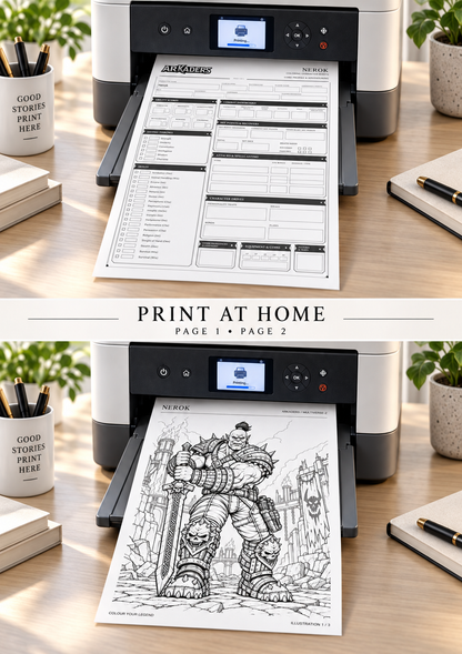 Nerok Coloring Character Sheet — print at home