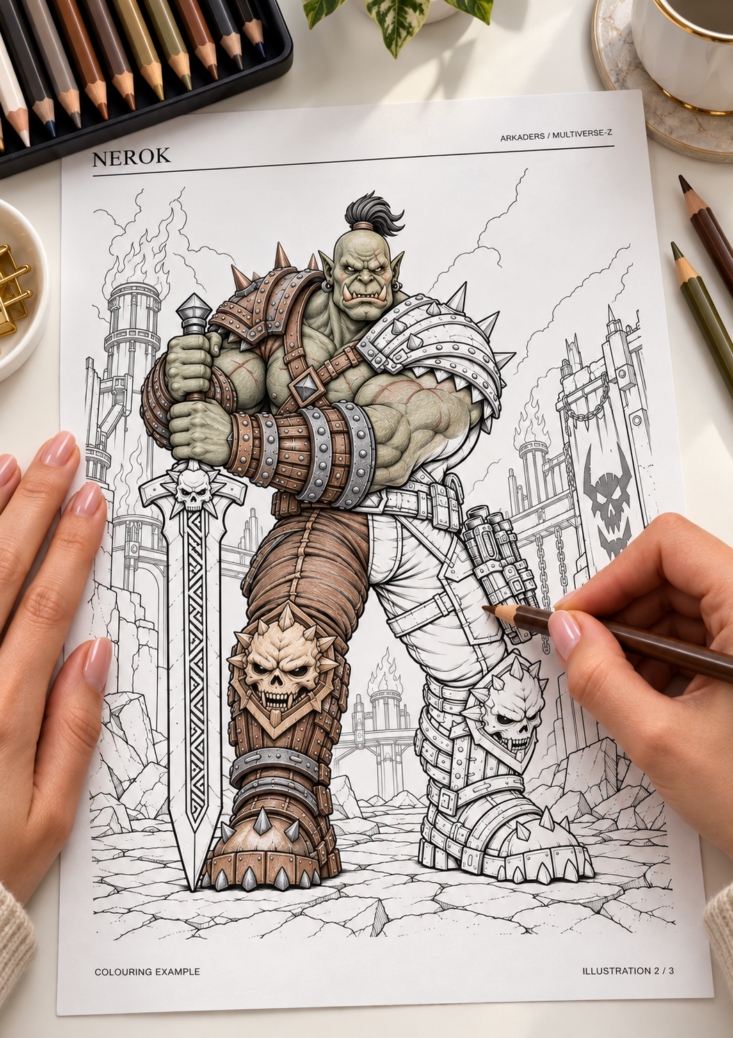 Nerok Coloring Character Sheet — coloring example