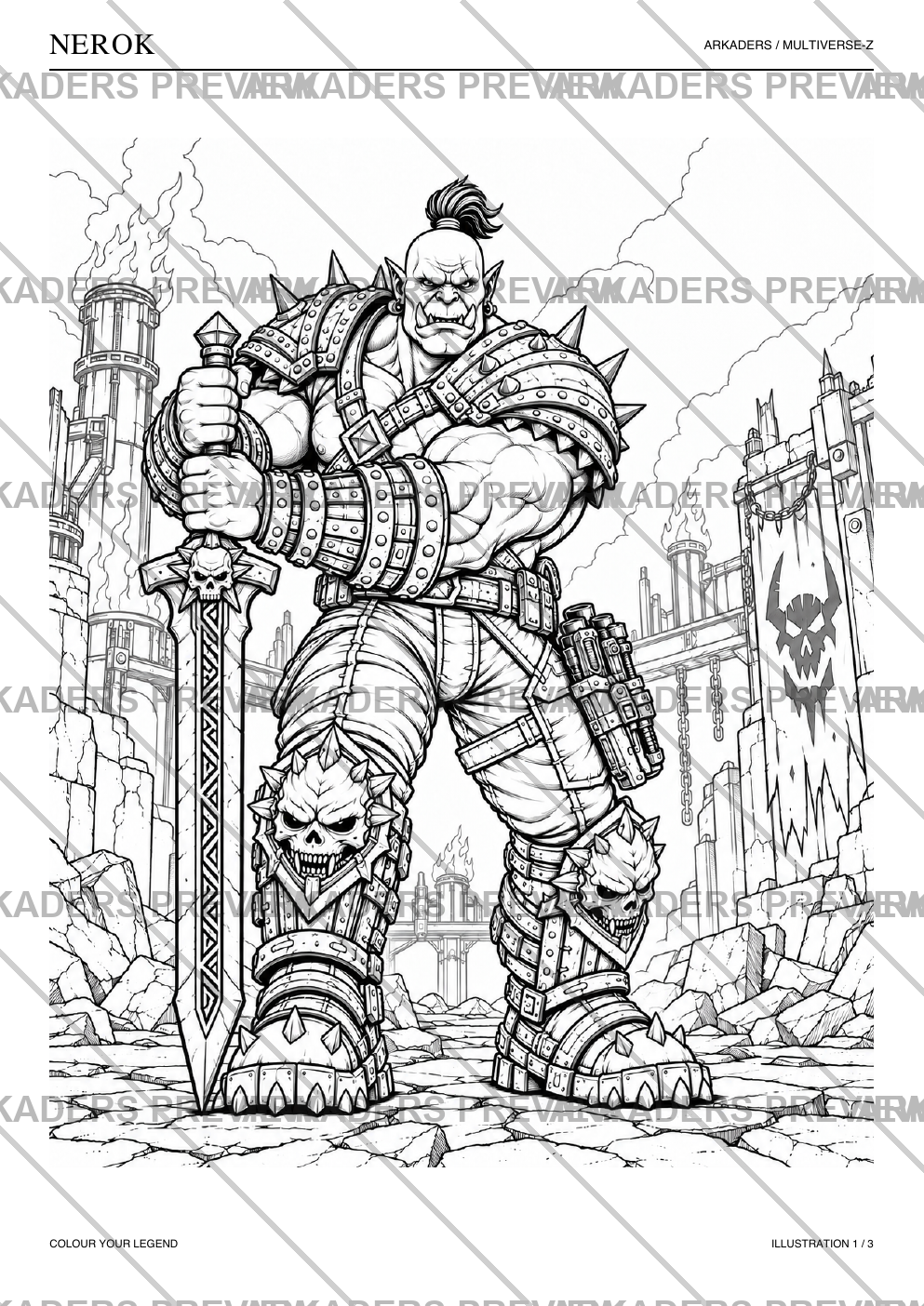 Nerok Coloring Character Sheet — protected preview page 2