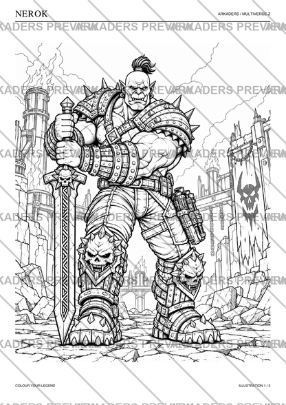 Nerok Coloring Character Sheet — protected preview page 2