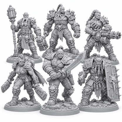 Nerok's Orkyo Warband — six unpainted grey resin miniatures