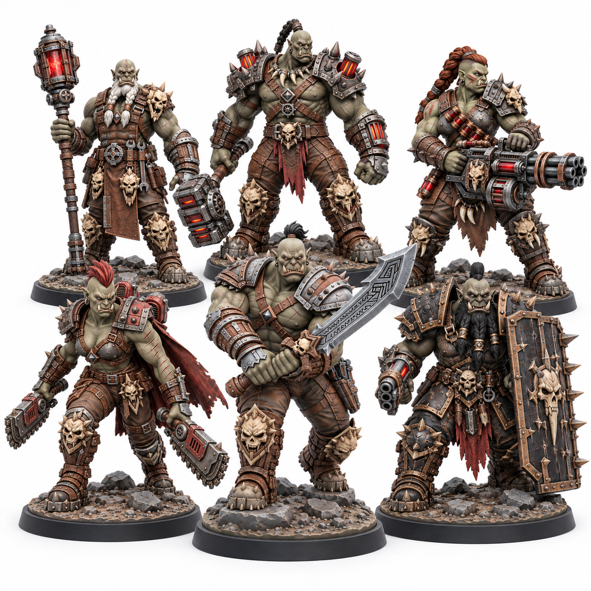 Nerok's Orkyo Warband — six painted resin miniatures