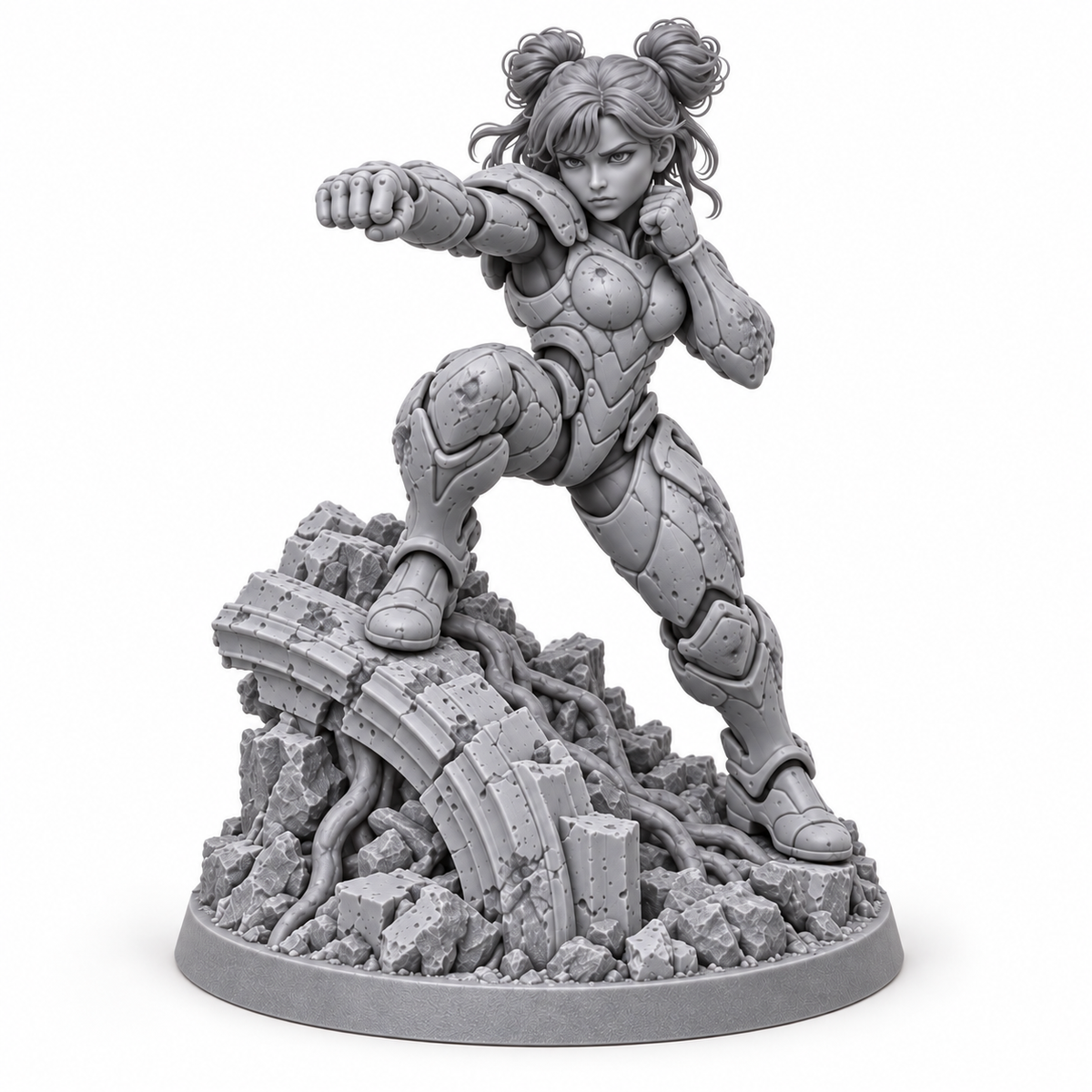 Vega Moonfall Survivor unpainted grey resin miniature on white, front view