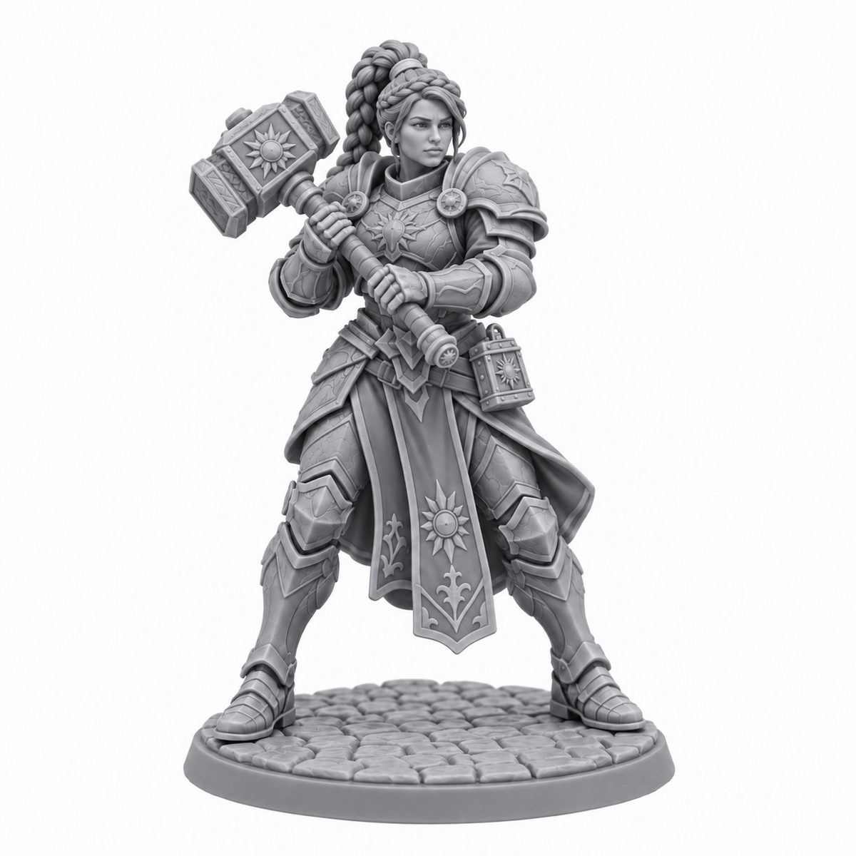 Nyra Bellfire — unpainted grey resin miniature