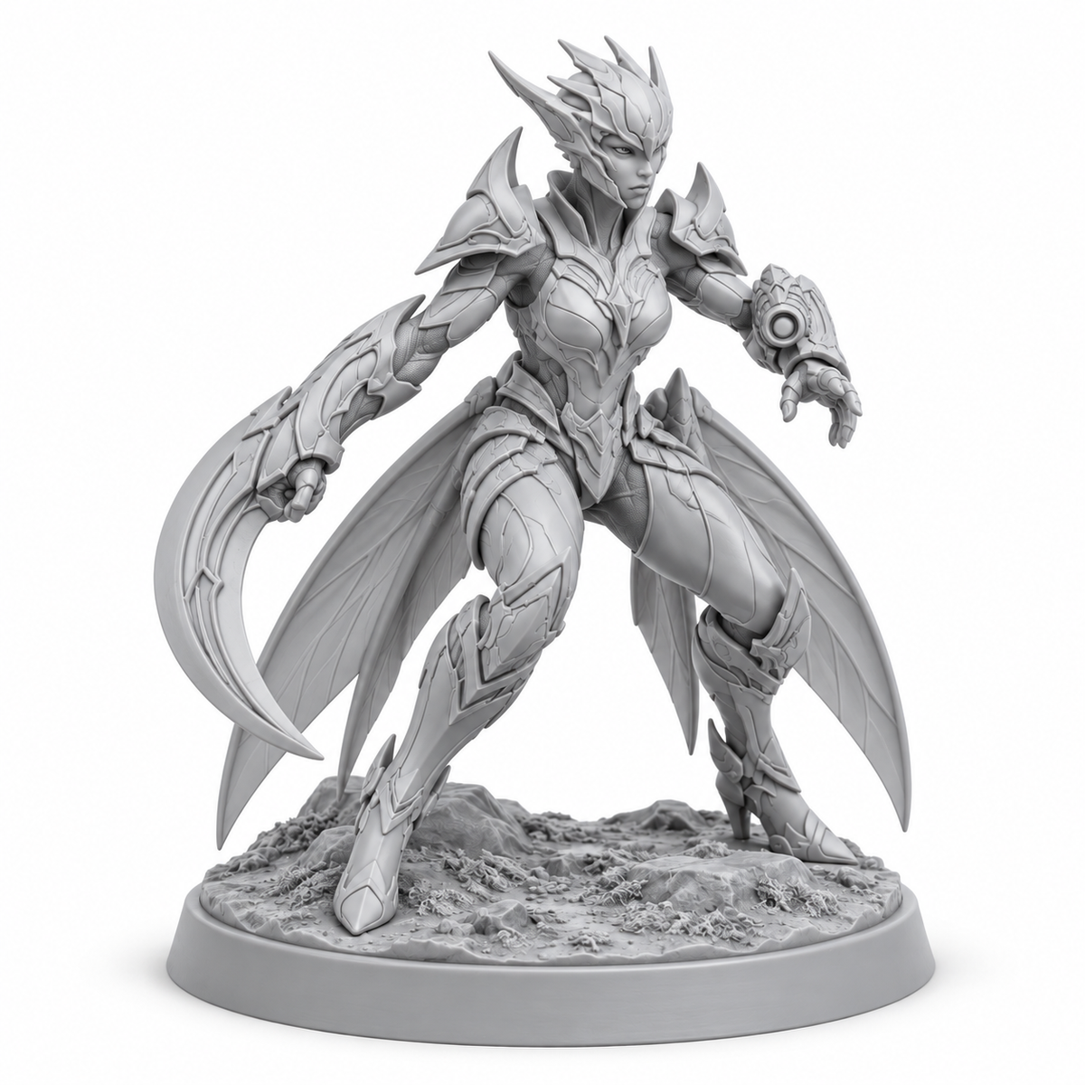 Nyssara Vex Vibration Stalker — grey resin miniature
