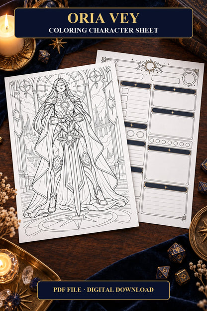 Oria Vey Coloring Character Sheet 1