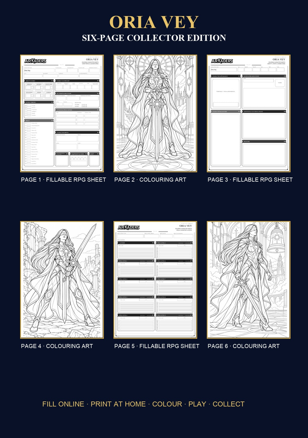 Oria Vey Coloring Character Sheet 6