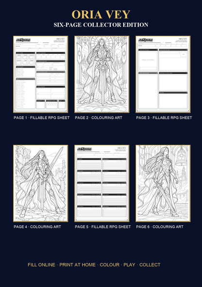 Oria Vey Coloring Character Sheet 6