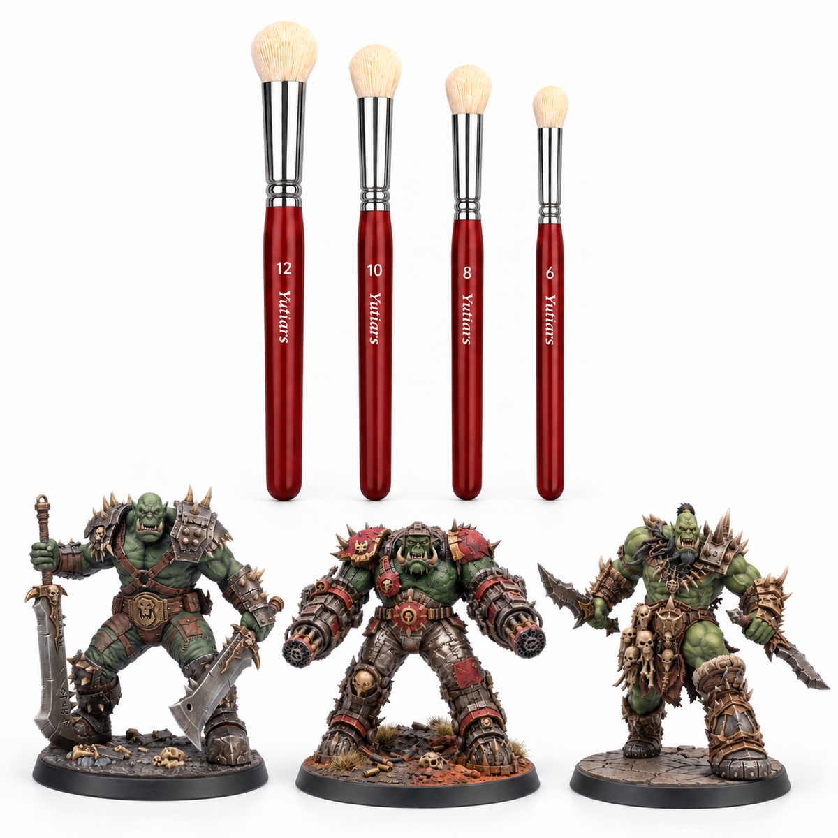 Four drybrushes with Kharzug, Drazmok and Gorvak painted miniature references