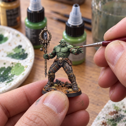 Digitally created painting inspiration: green skin highlights on Urzhek Ashcaller