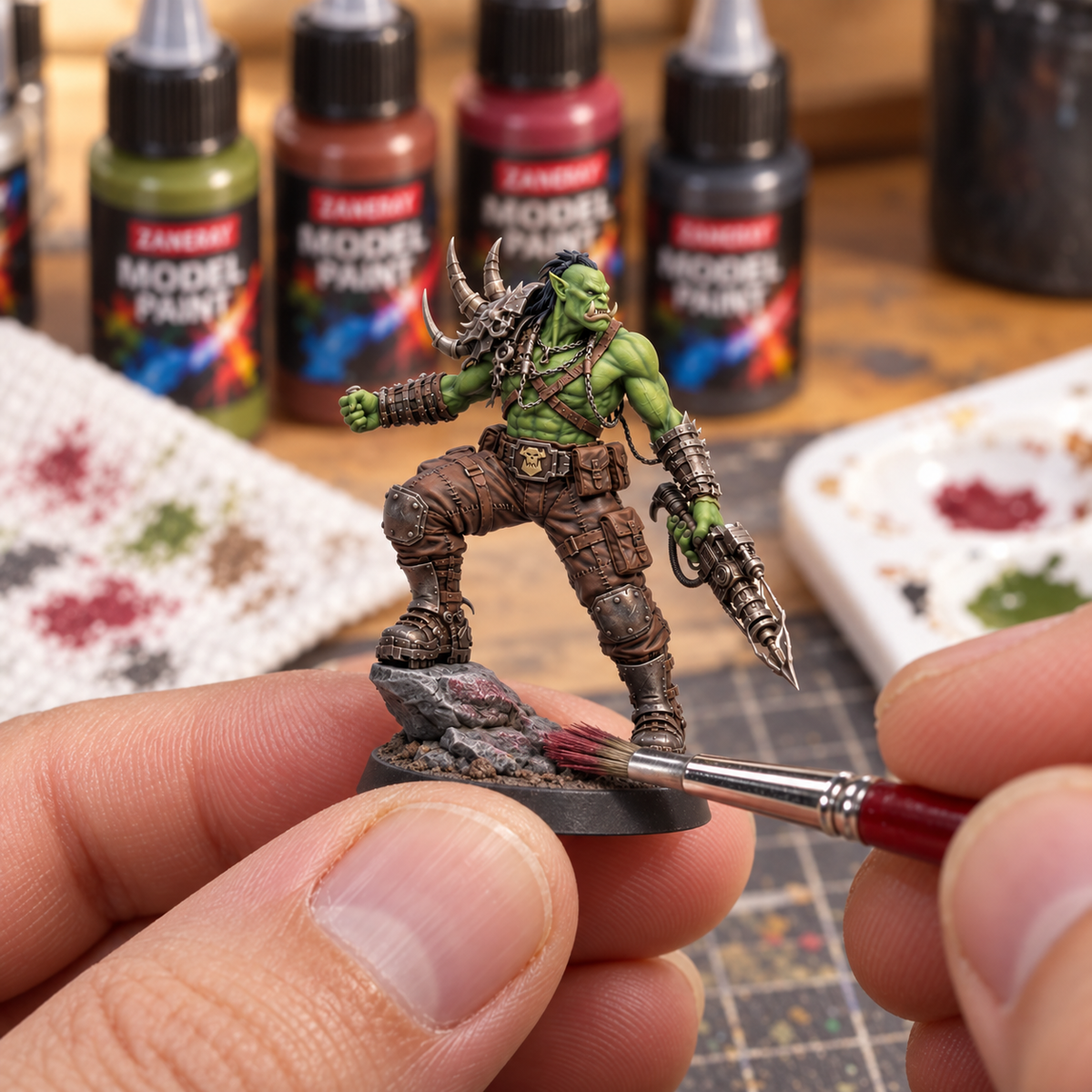 Digitally created painting inspiration: drybrushing Zhurrek Breachfang's rocky base