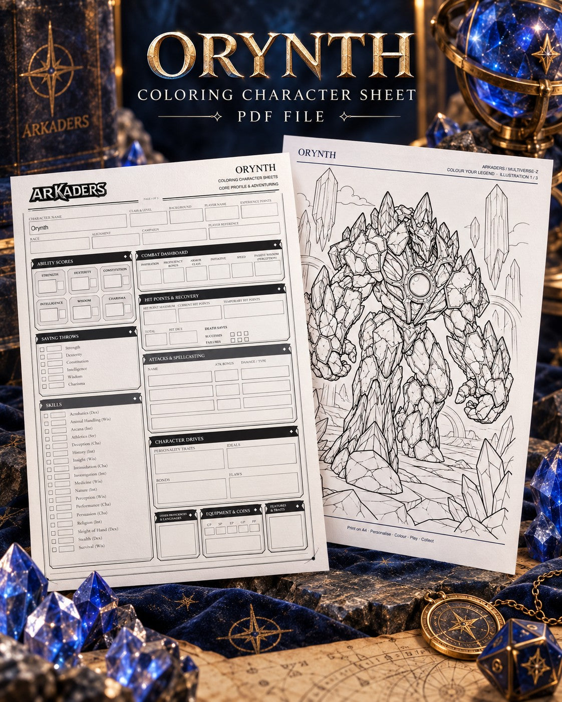 Orynth Coloring Character Sheet 1
