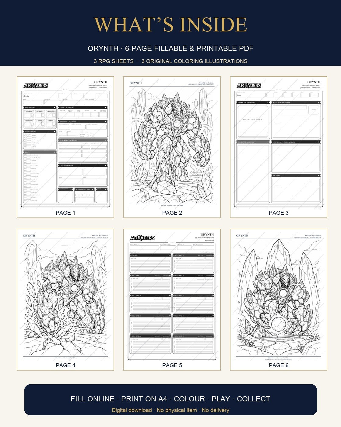Orynth Coloring Character Sheet 6