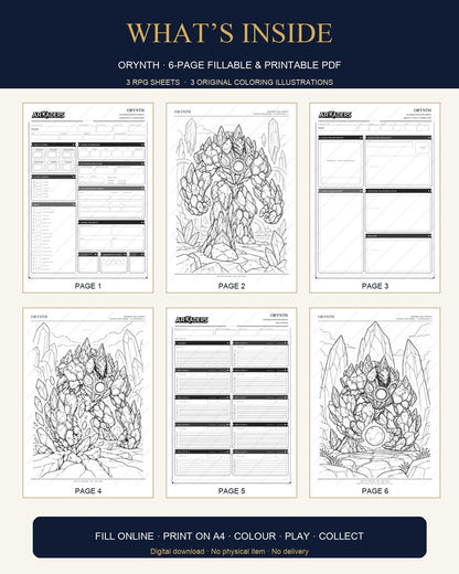 Orynth Coloring Character Sheet 6