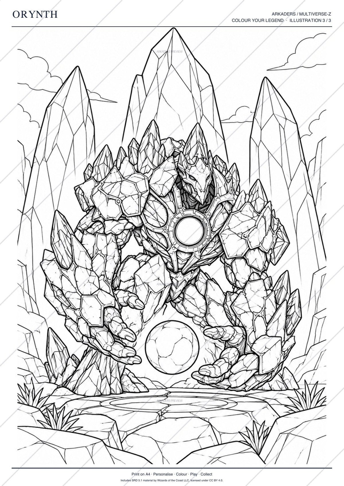 Orynth Coloring Character Sheet page 6 preview