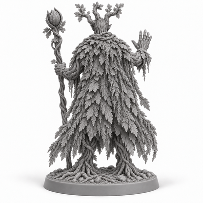 planticus Treebas druid — unpainted grey-resin concept, back