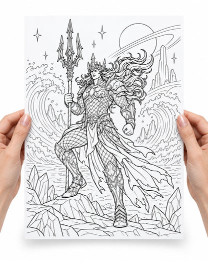 Poseidon Coloring Character Sheet 3