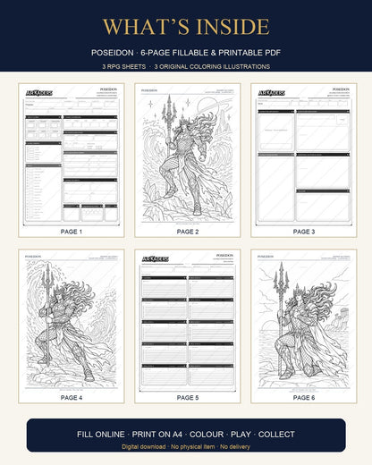 Poseidon Coloring Character Sheet 6