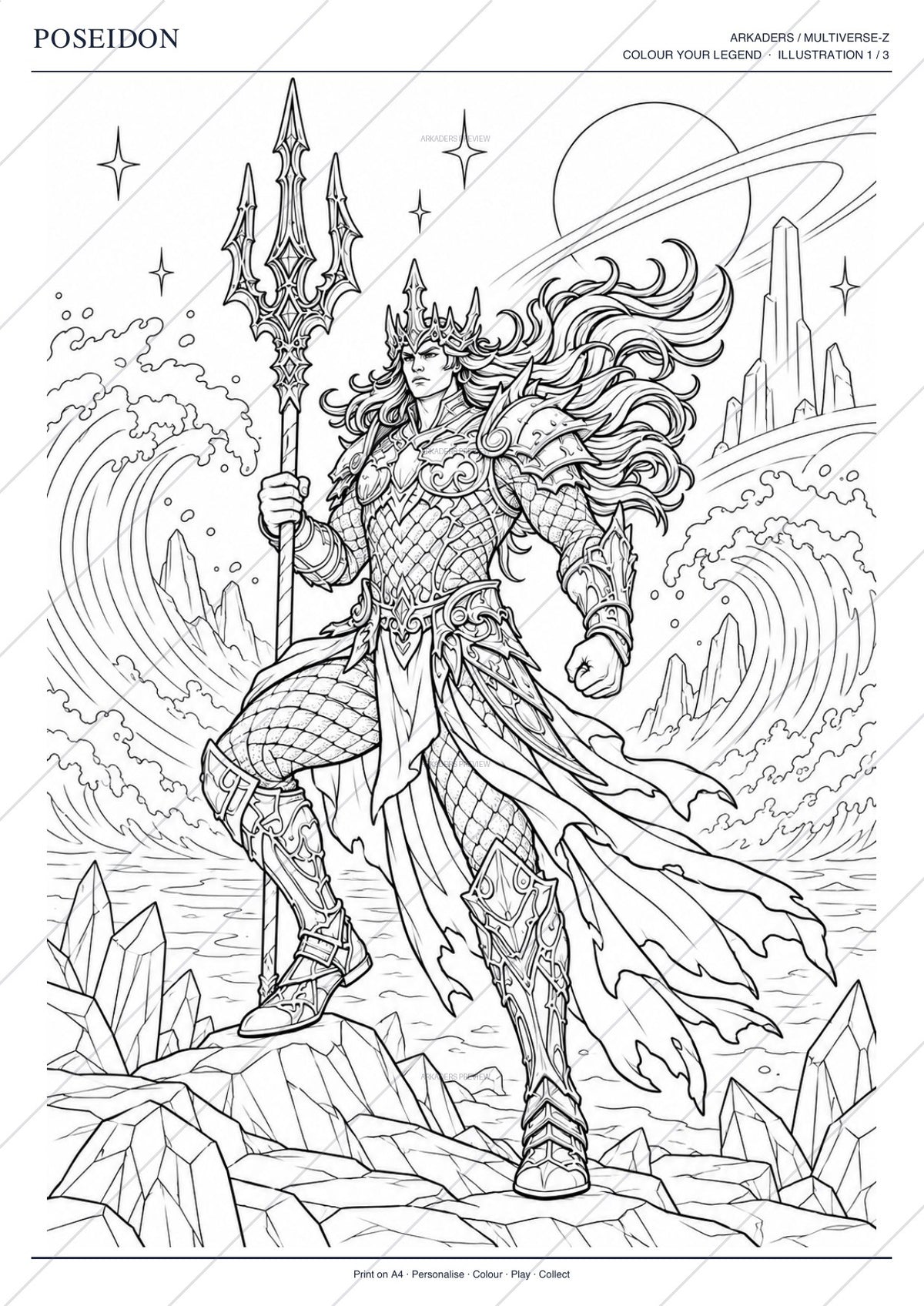 Poseidon Coloring Character Sheet 8