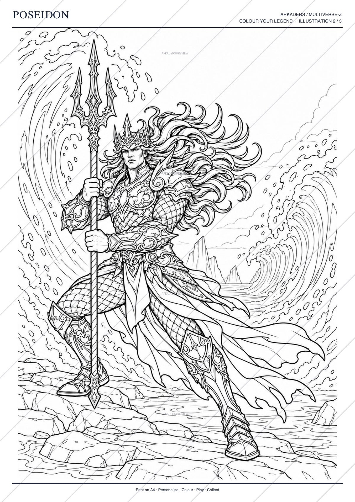 Poseidon Coloring Character Sheet 10
