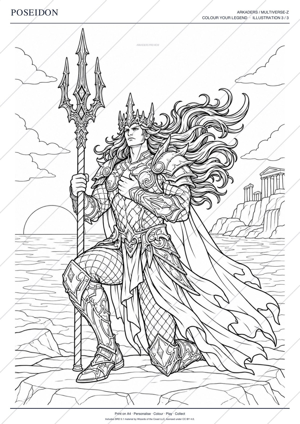 Poseidon Coloring Character Sheet 12