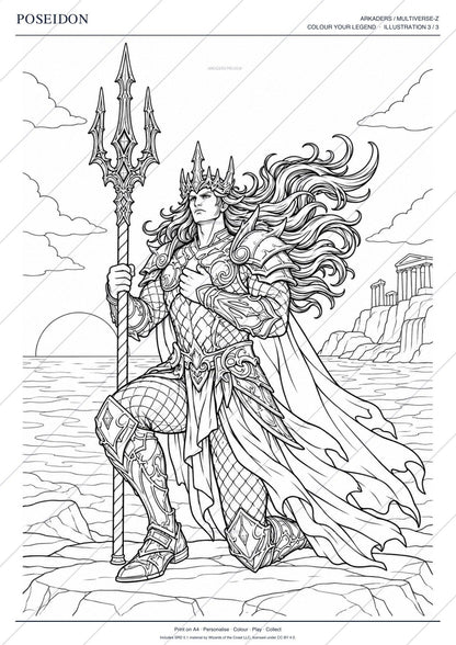Poseidon Coloring Character Sheet page 6 preview