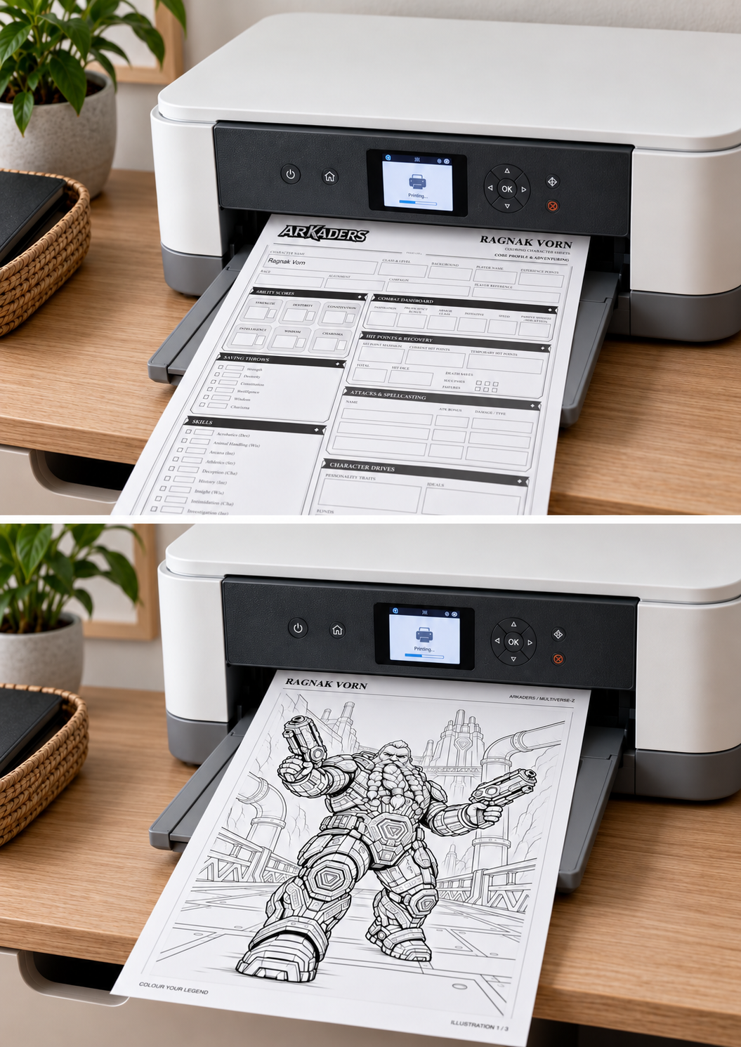 Ragnak Vorn Coloring Character Sheet — print at home