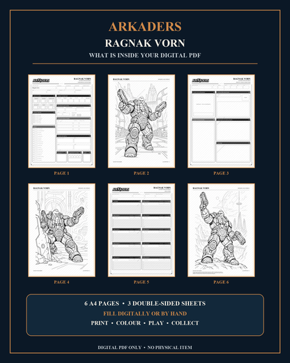 Ragnak Vorn Coloring Character Sheet — PDF contents