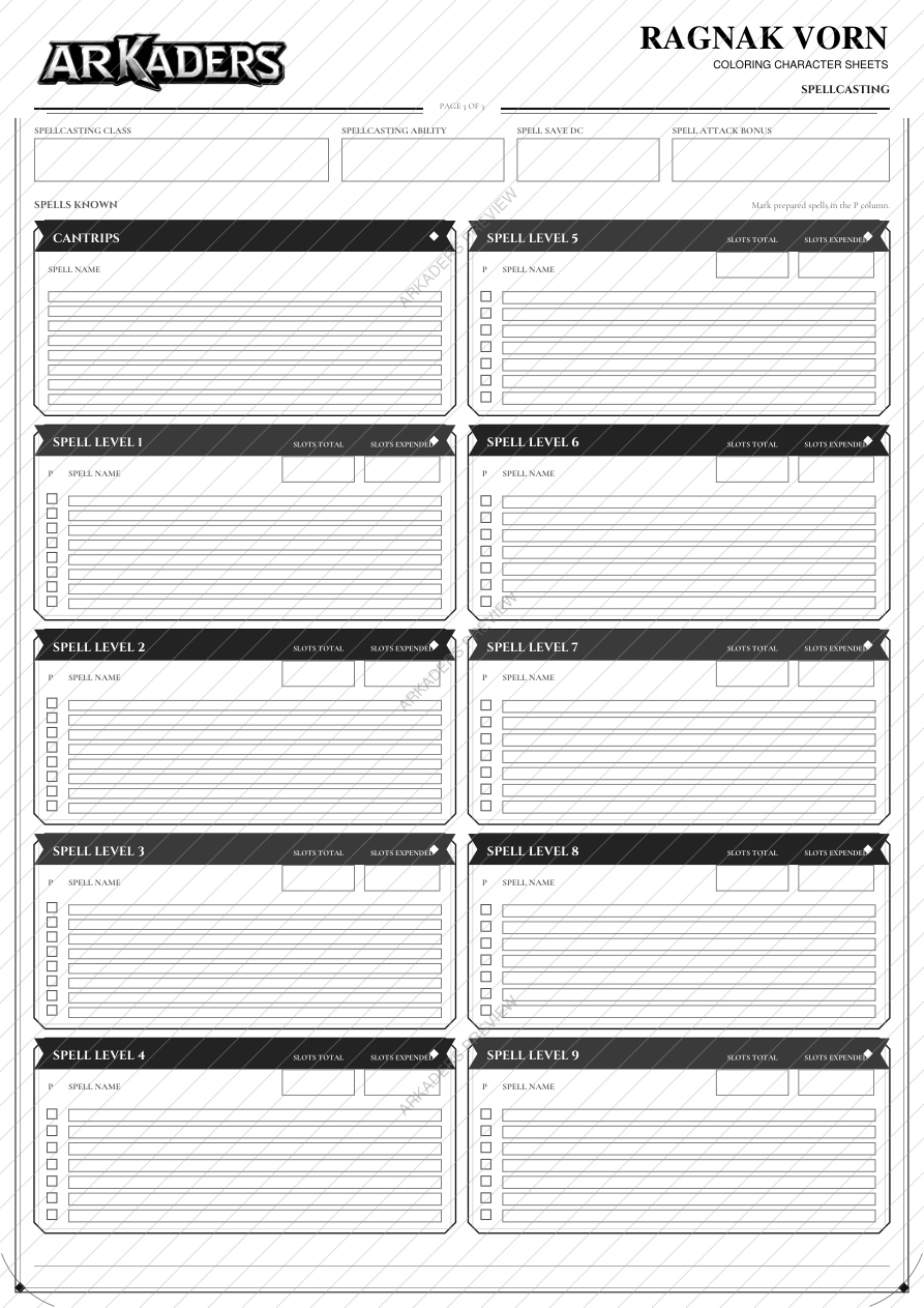 Ragnak Vorn Coloring Character Sheet — protected preview page 5