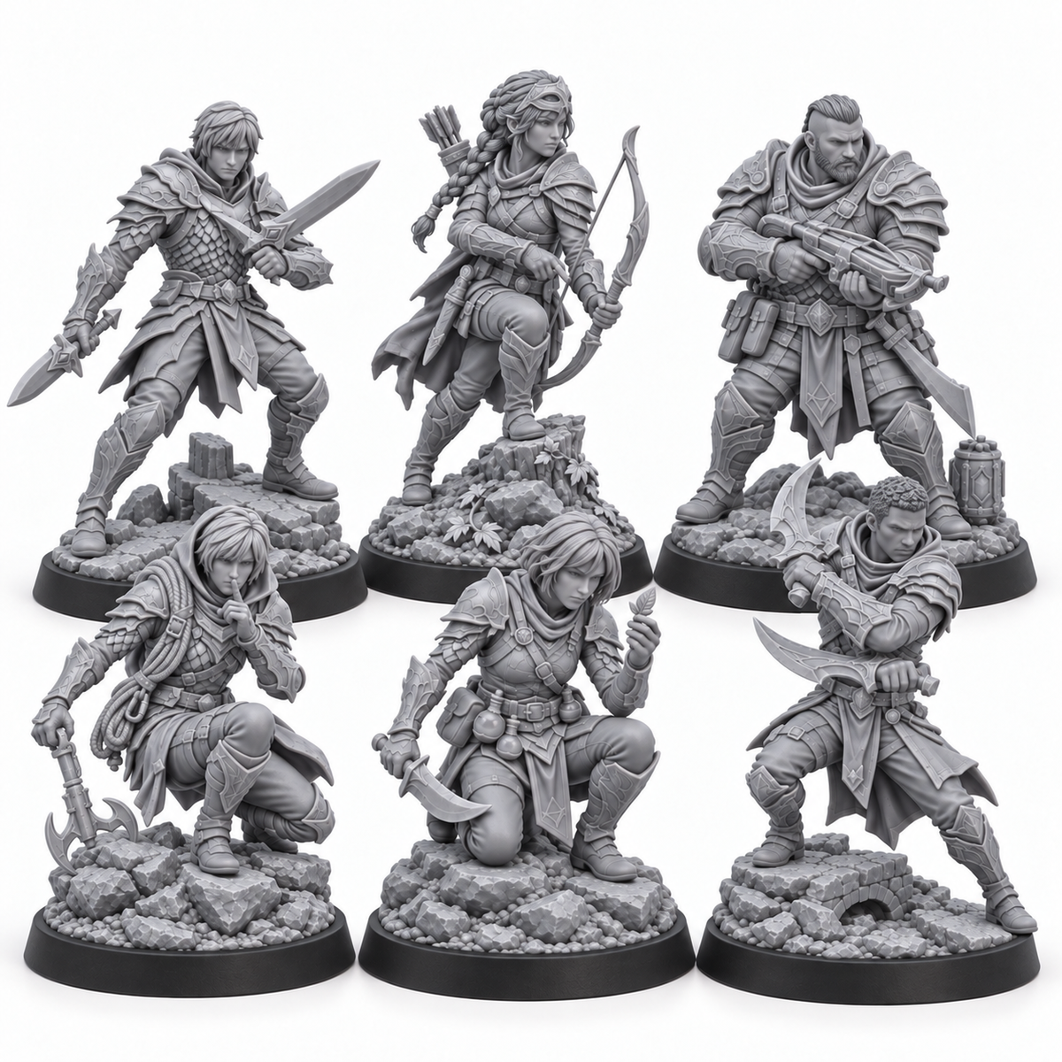 Raven Varo's Silent Refuge grey resin six-miniature squad