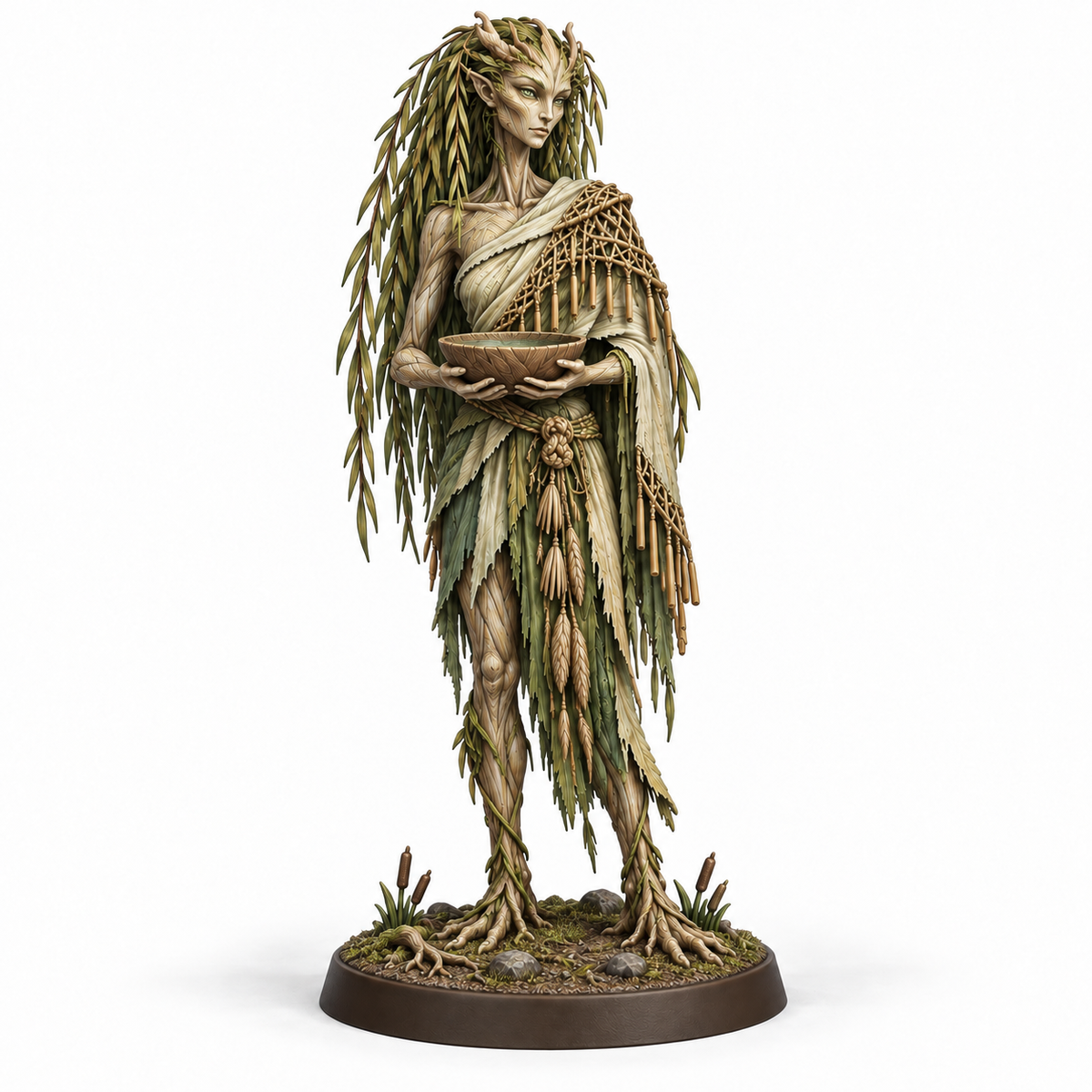 salix Treebas druid miniature concept — painted front view
