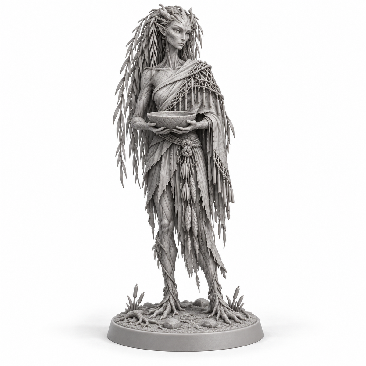 salix Treebas druid miniature concept — resin front view