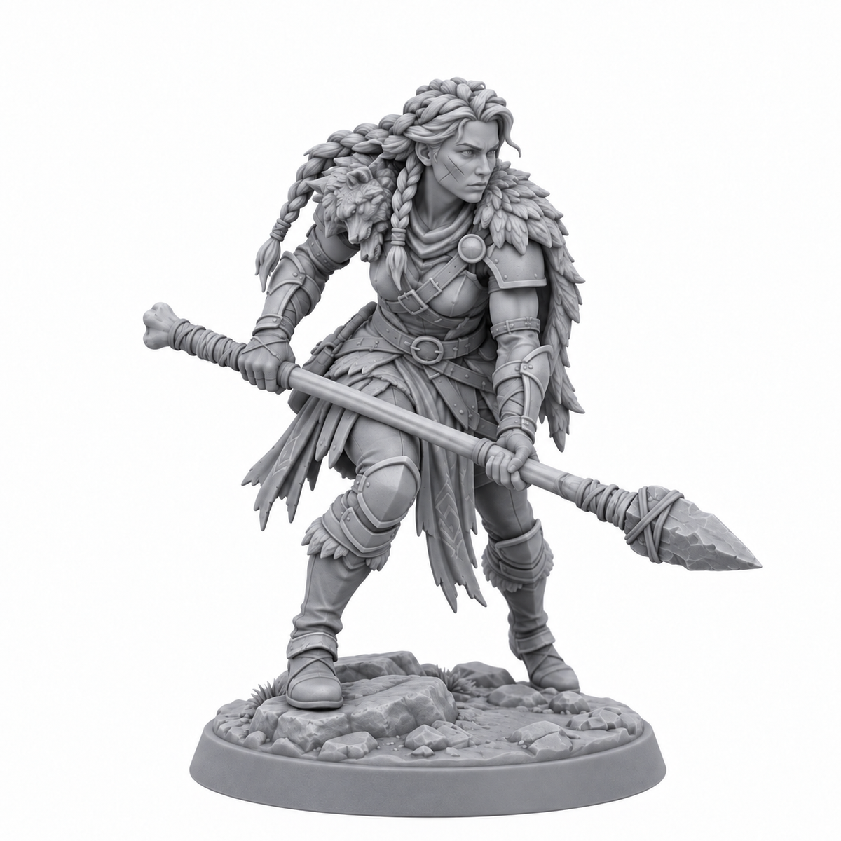 Selyra Ashwolf — unpainted grey resin miniature