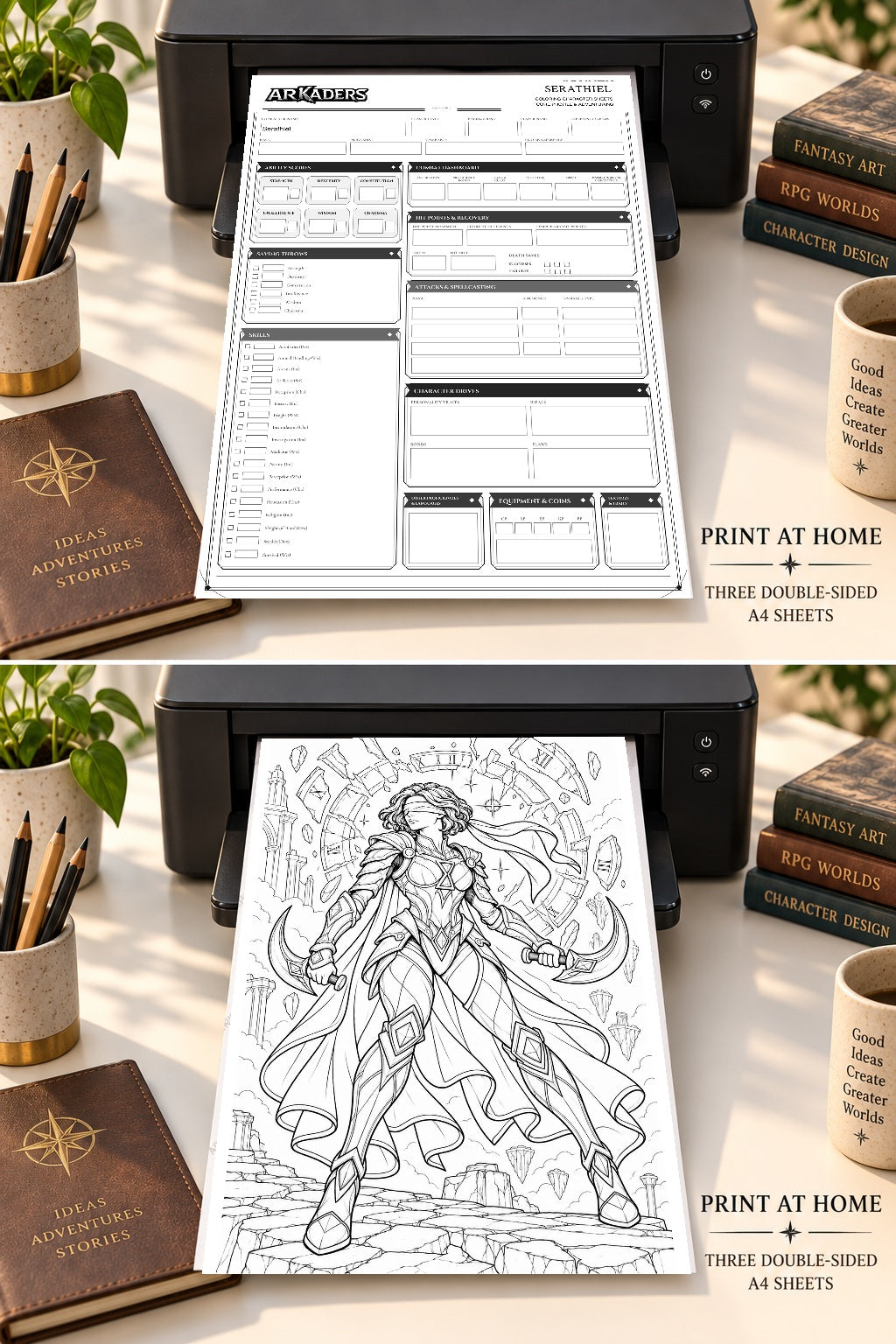 Serathiel Coloring Character Sheet 4