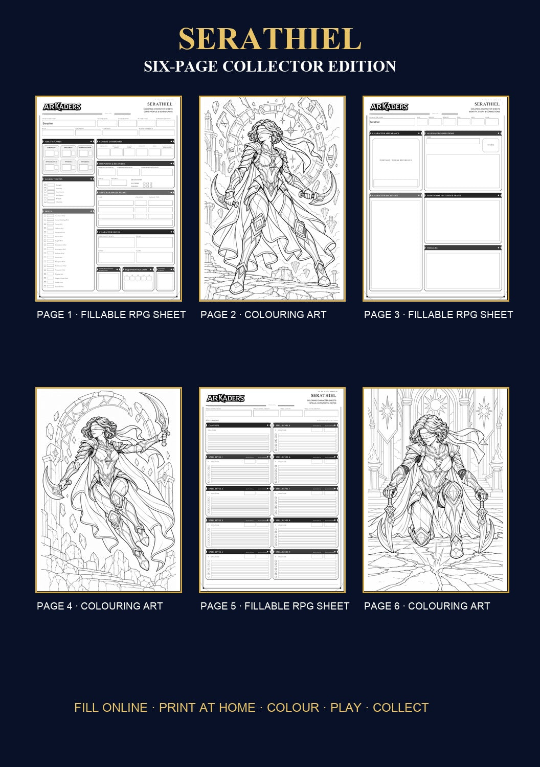 Serathiel Coloring Character Sheet 6