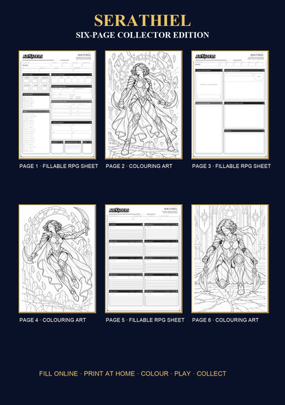 Serathiel Coloring Character Sheet 6