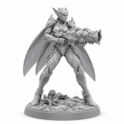 Seryth Vael Sporecaster — grey resin miniature